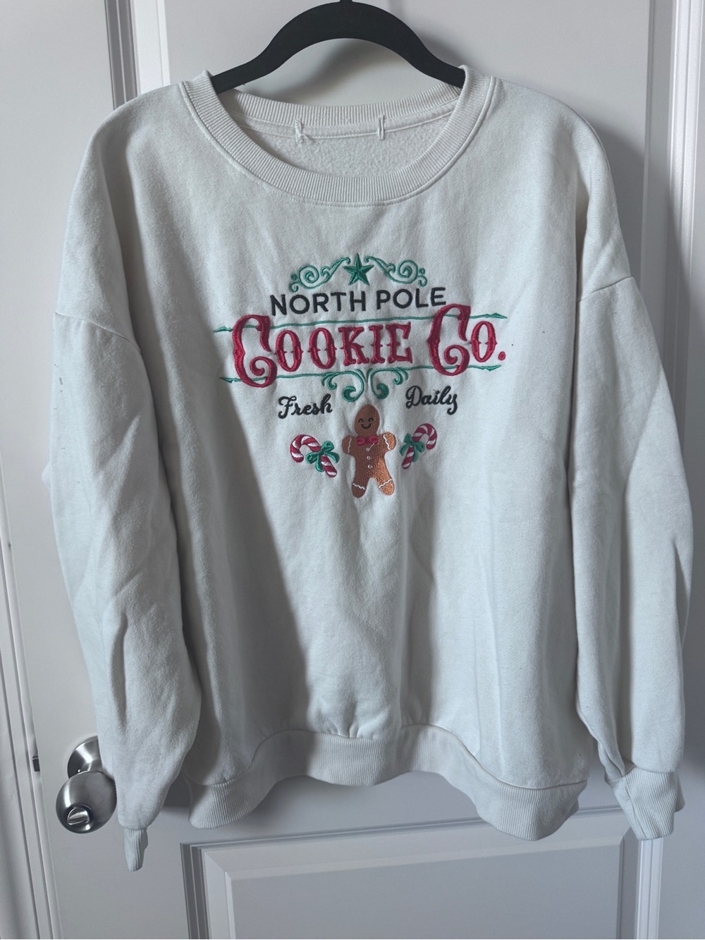 North Pole Cookie Co. White Holiday Sweatshirt-Small